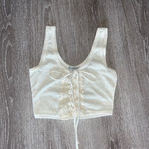 Tan lace crop top